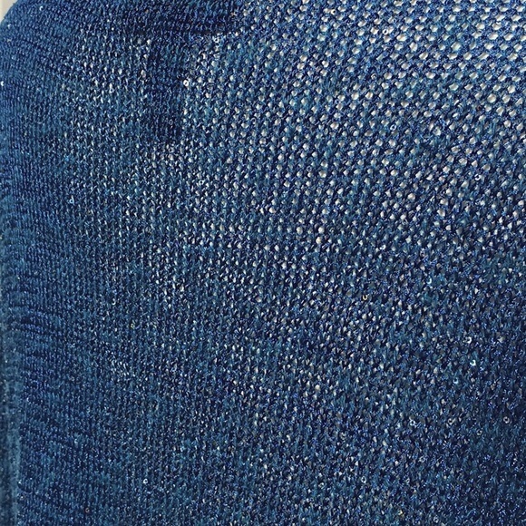INC International Concepts 3/4 Blue Sleeve Sequin Sweater Size Small - Picture 5 of 11